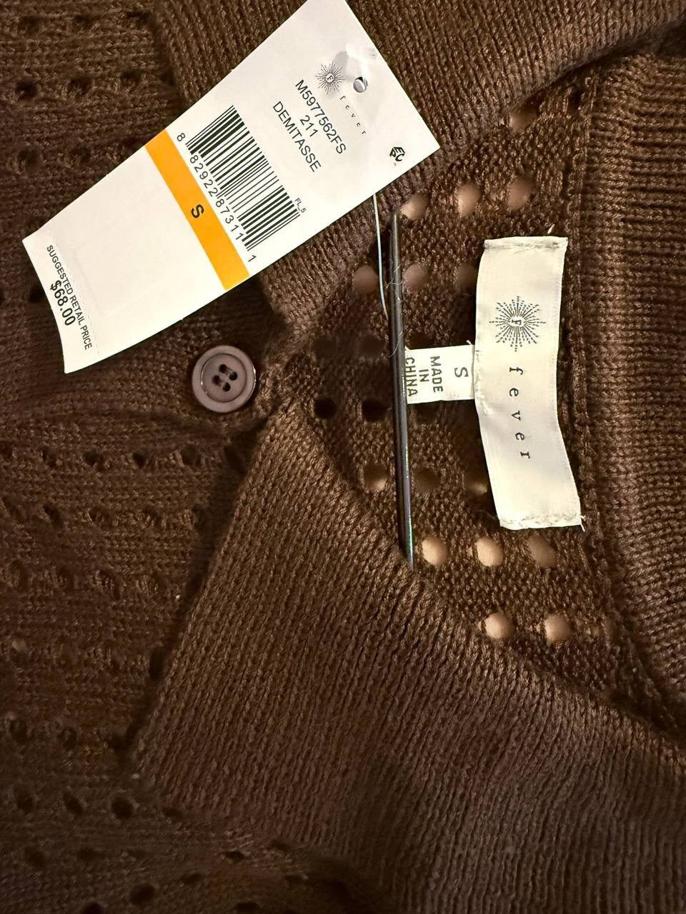 Fever Brown Collared Button Blouse – Size S – NWT – $68
