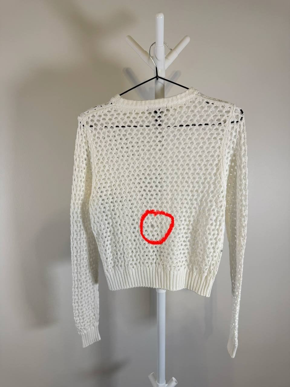 Aqua Embellished Crochet Sweater – White – XS – NWOT – Small Damage
