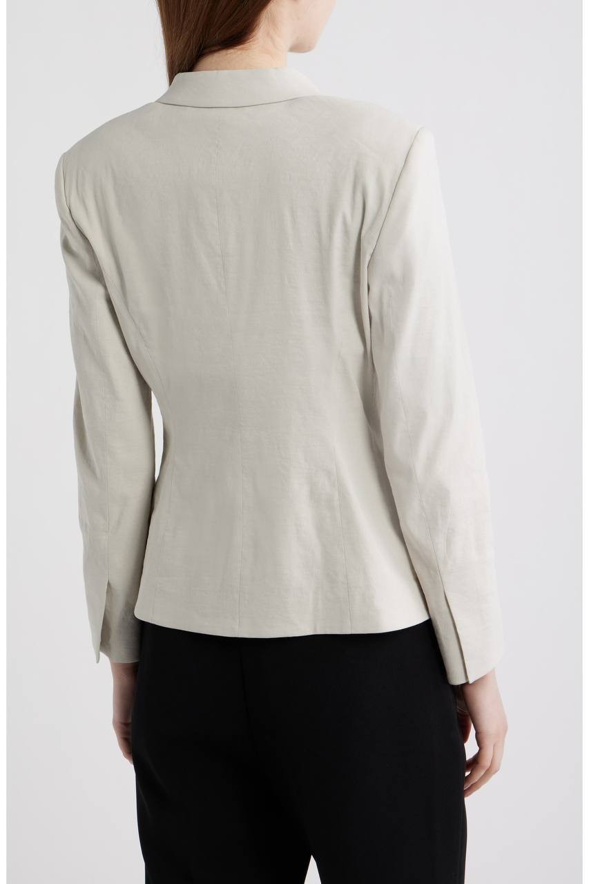 Theory Shrunken Linen Blend Jacket White Clay 12 NWT $465