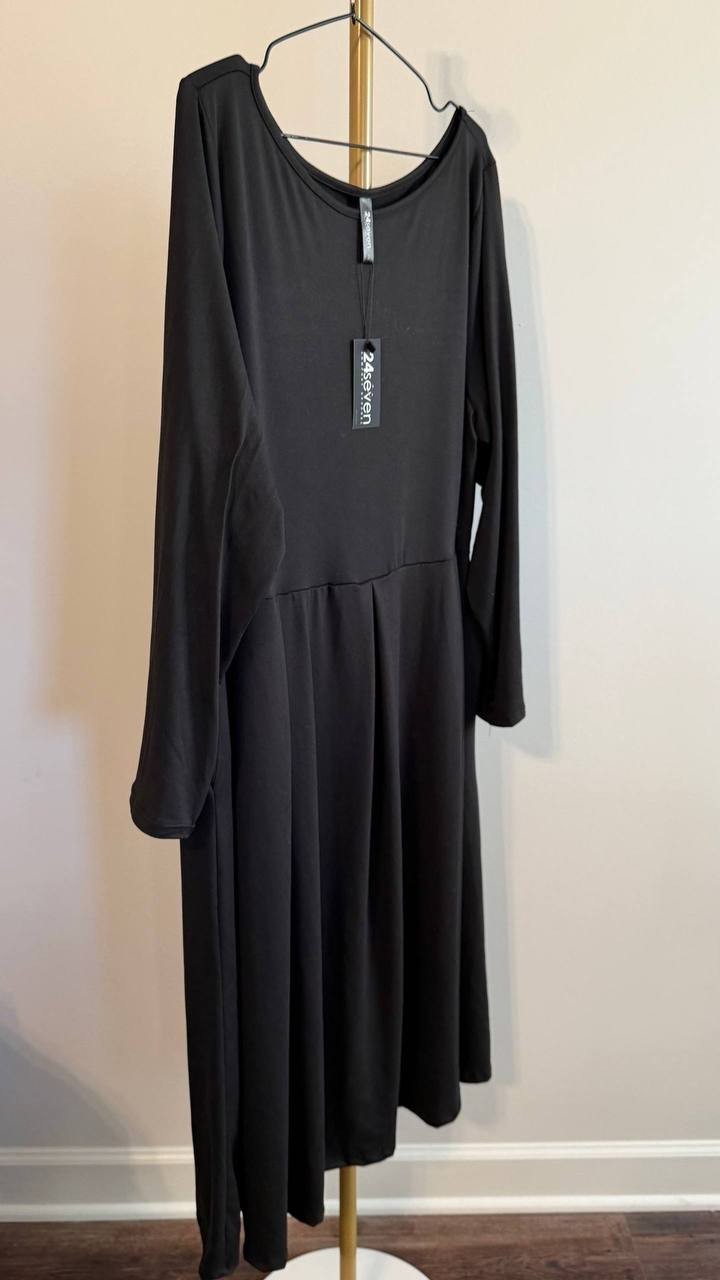 24Seven Comfort Apparel Women’s Long Sleeve Maxi Dress Black 2X $56 NWT