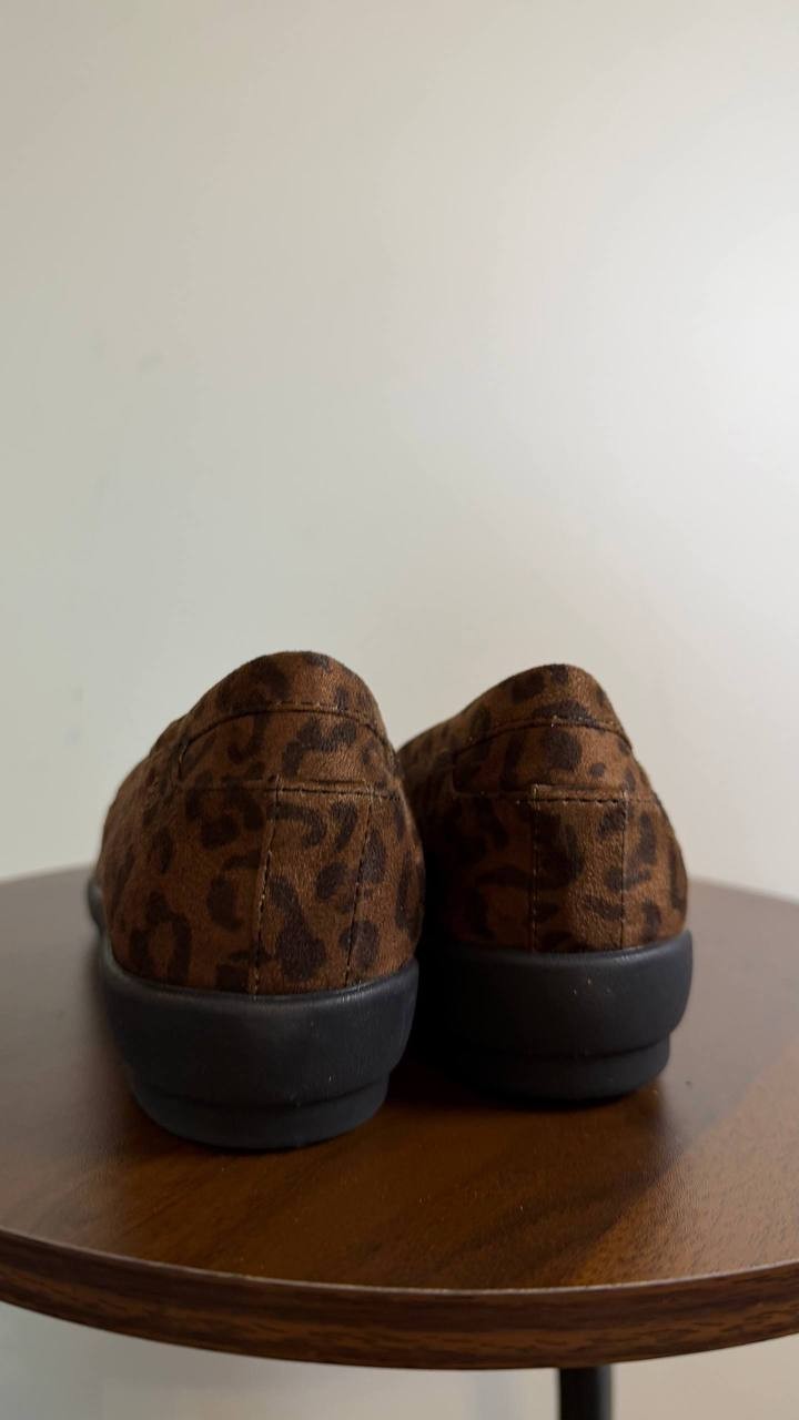 Easy Spirit Acasia Flats 8M Leopard Print Textile Slip‑On Lightweight NIBmsrp$69