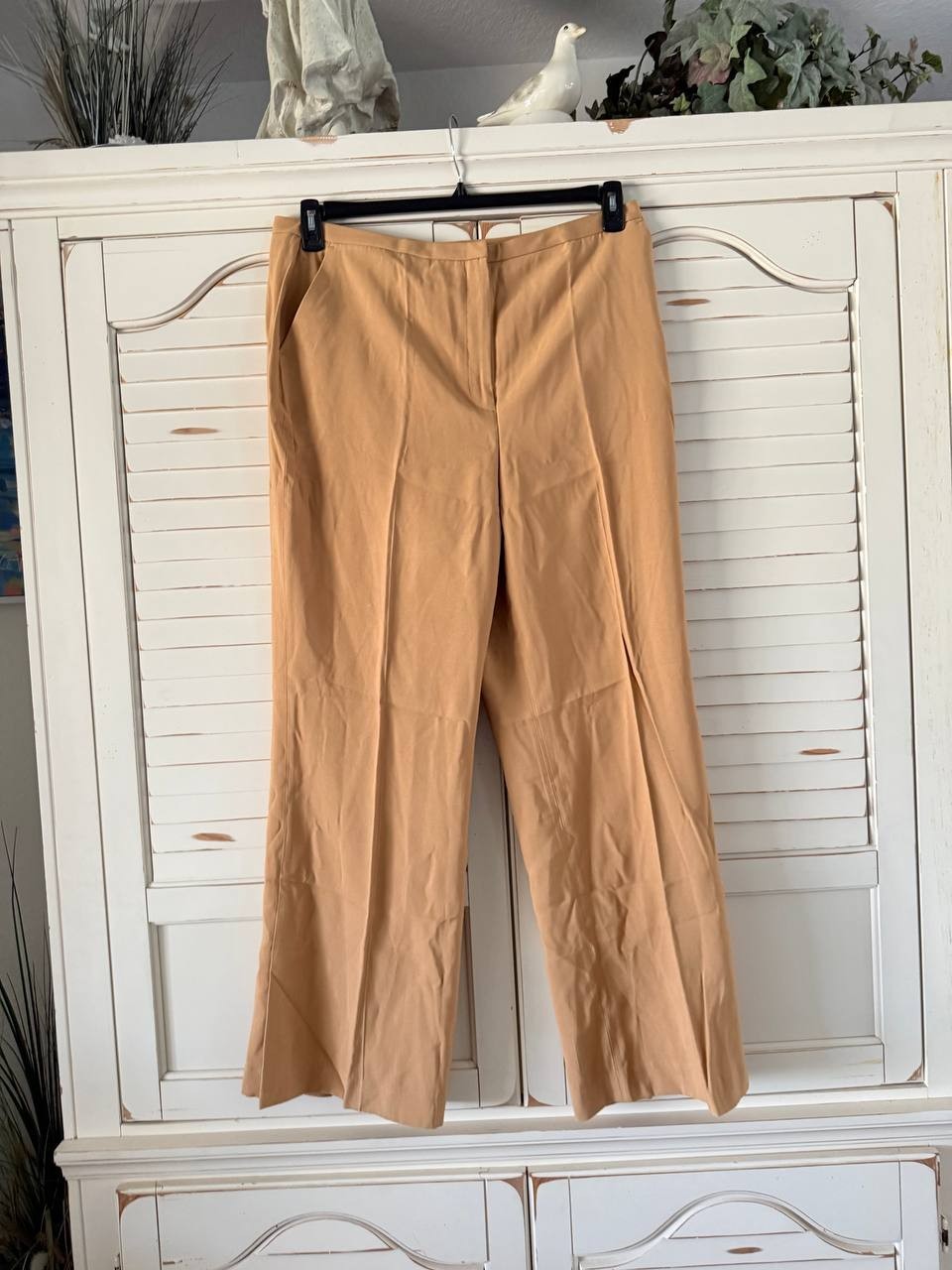 DKNY Pants 16W Brown Sueded Canvas High-Rise Flare Leg Pre-Owned Good Condition