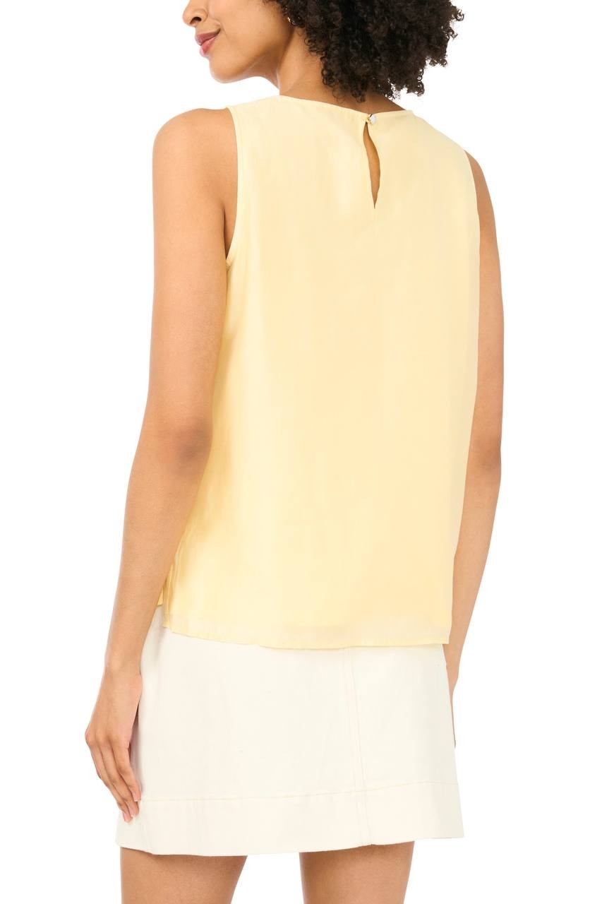 Vince Camuto Women’s Lace Overlay Tank Lemon Cream XS NWT $79