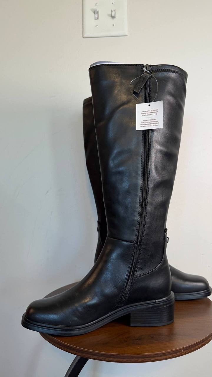 Franco Sarto Gisella Knee High Boots Black 7.5M Leather $225 NWB