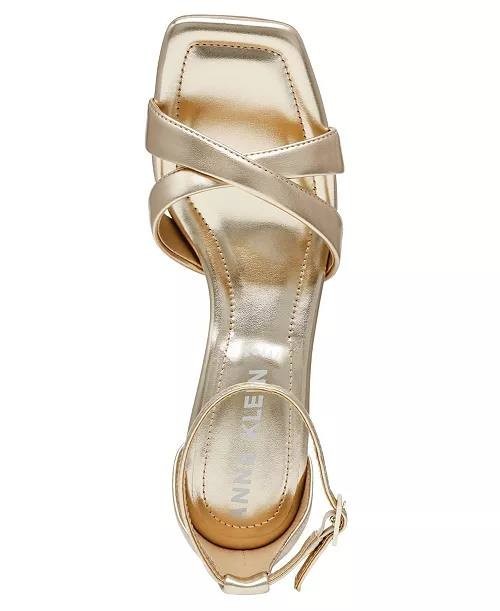 Anne Klein Gold Man‑Made Ankle Strap Dress Sandals 7M New in Box $79