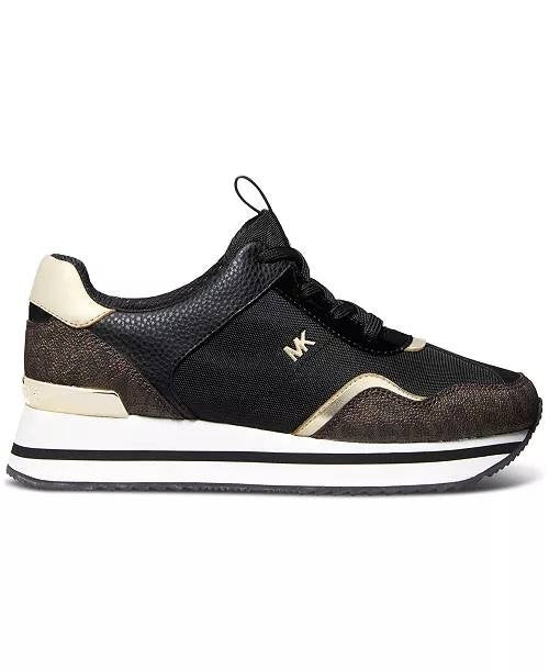 Michael Kors Raina Sneakers 11 Black/Brown Lace‑Up Almond Toe Trainer NIB $109