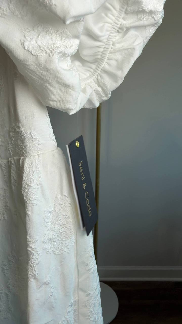 Seni & Cade Plus Off‑Shoulder Jacquard Fit & Flare Dress White 2XP NWT $89