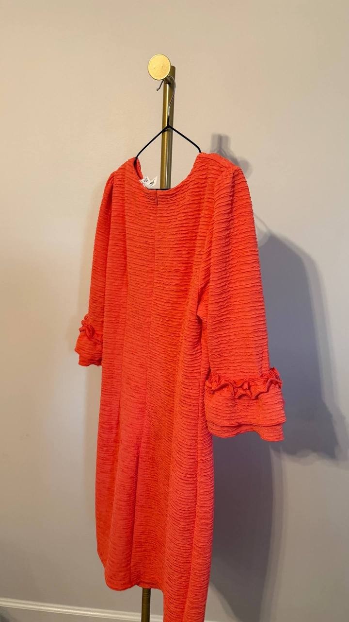 NY Collection Petite Textured Knit Dress Coral PXL $58 NWT