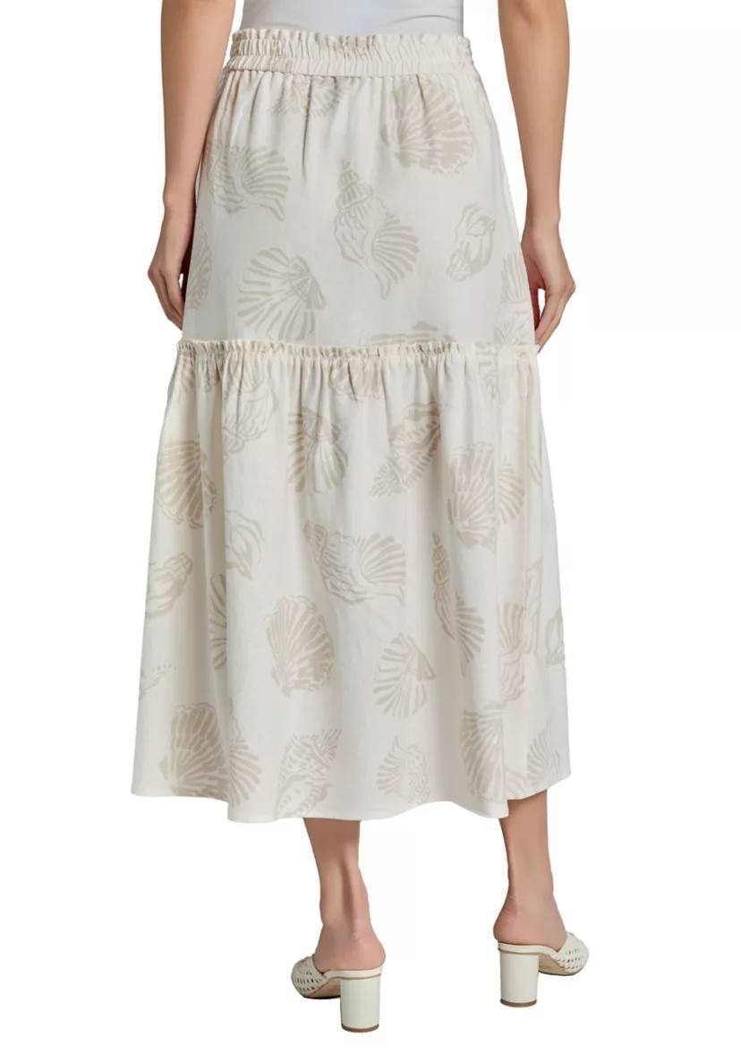 Jones New York Petite Pull‑On Tiered Midi Skirt White/Natural S NWT $89.50