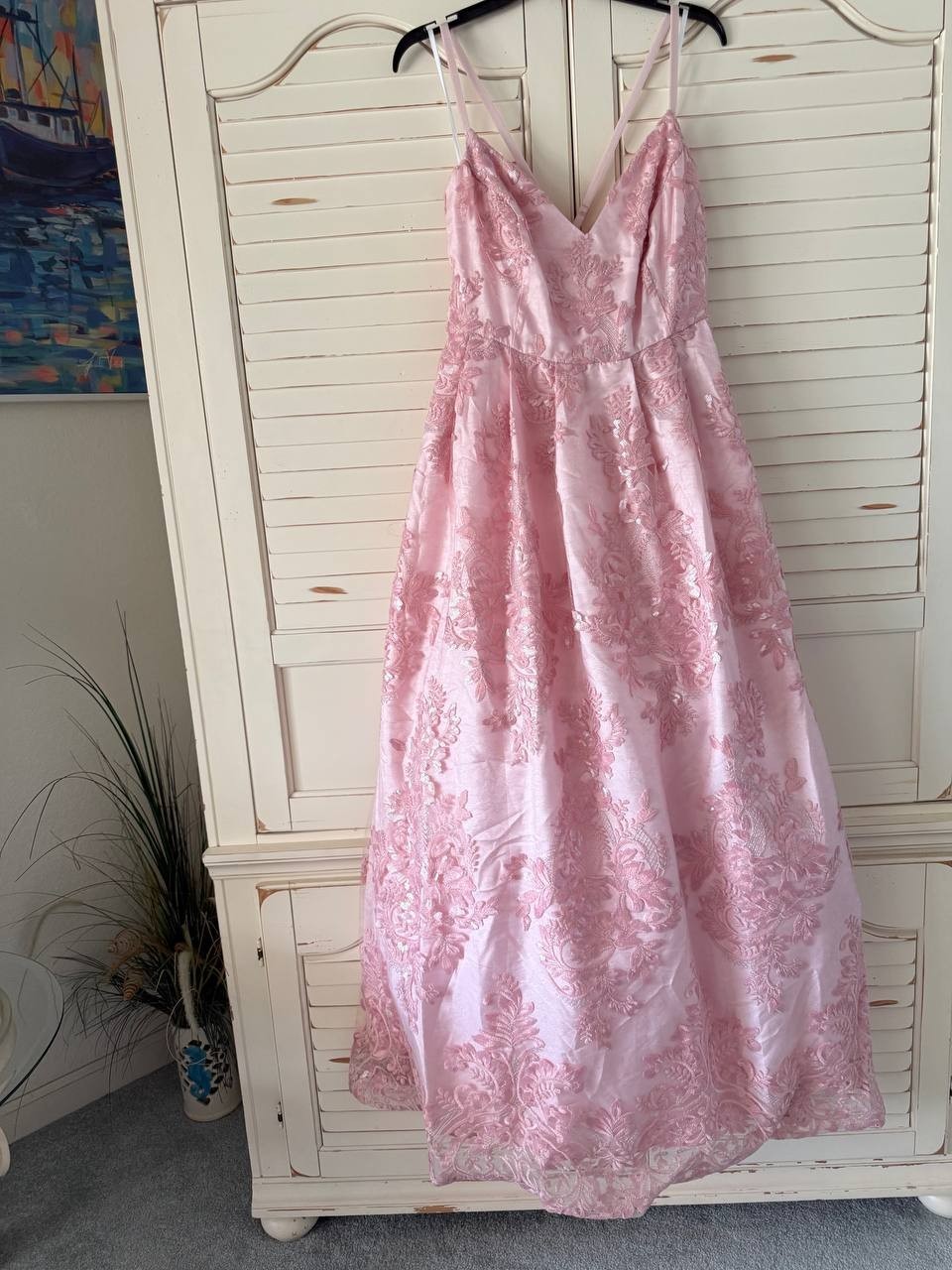 BCX Lace Fit & Flare Dress – Size 16W – NWT – Pink Sleeveless V-Neck Formal