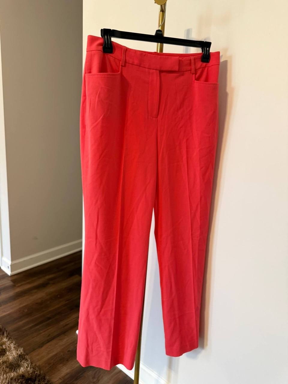 Tahari ASL Tailored Straight‑Leg Pants Coral SIZE 12 Pre‑Owned Elegant MSRP$109