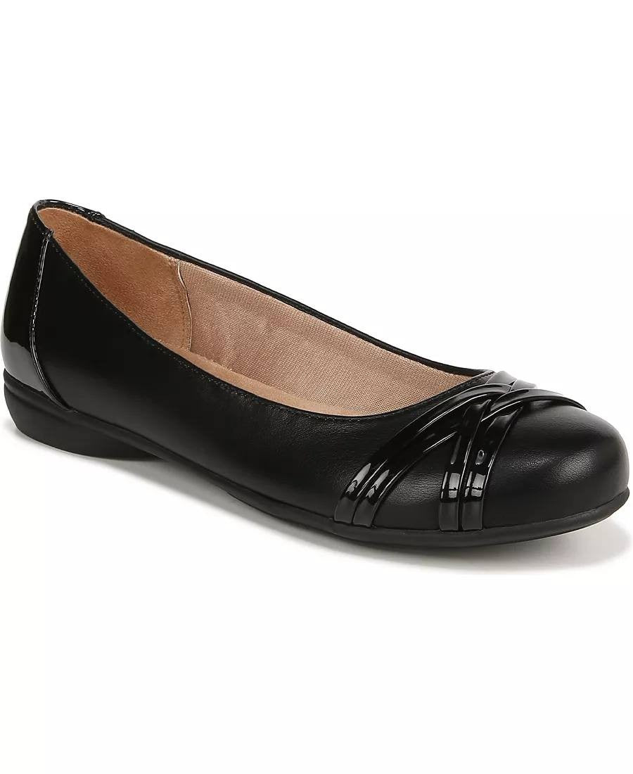 LifeStride Aliza Flats 5.5M Black Synthetic Slip‑On Round Toe NIB msrp$69.99