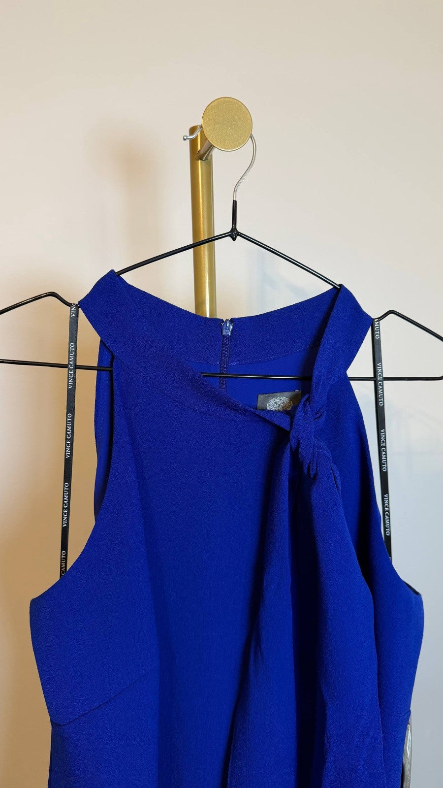 Vince Camuto Women’s Bow‑Neck Halter Dress Royal Blue $138 NWT