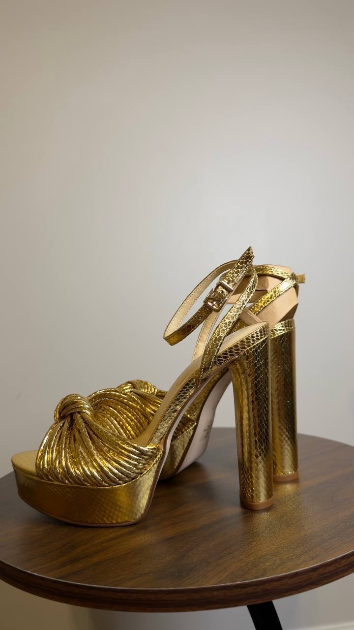 Jessica Simpson Platform Dress Sandals Gold Snake 6 M New $99.00