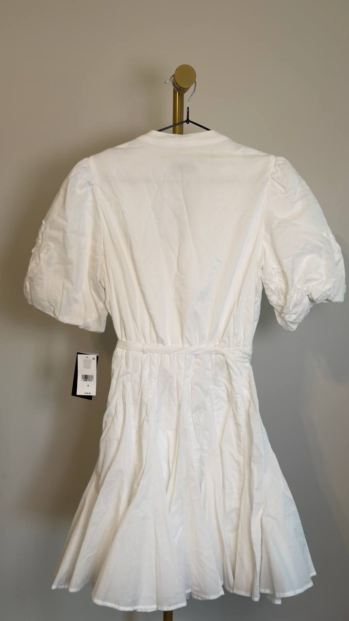 Taylor Cotton Soutache Fit & Flare Shirtdress White 8 NWT $129