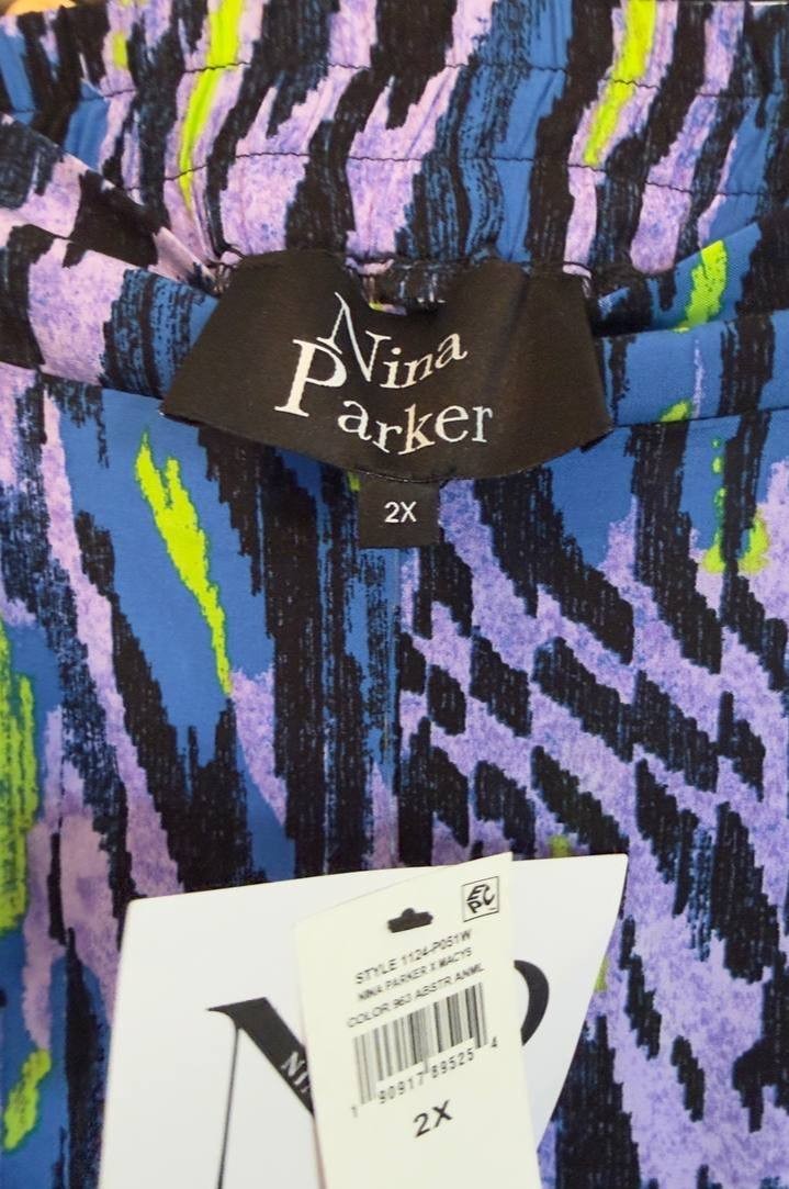 Nina Parker Plus Size Printed Wide-Leg Pants Abstract Animal 2X NWT $79