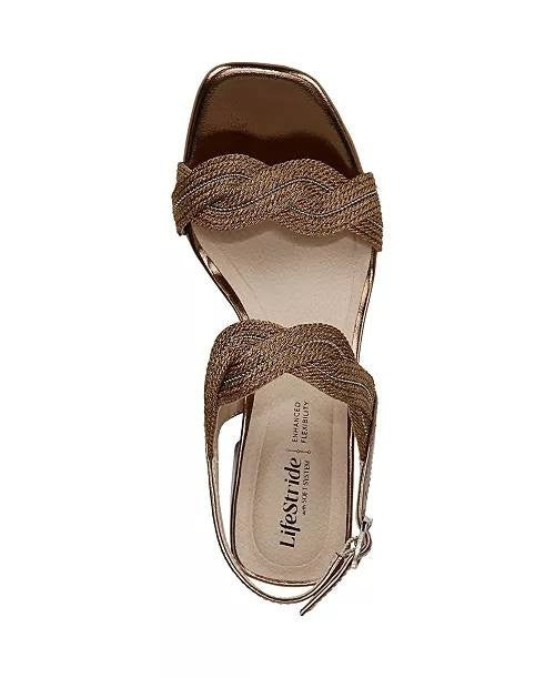 LifeStride Charnelle Sandals 8W Bronze Square Toe Slingback NIB msrp$89.99