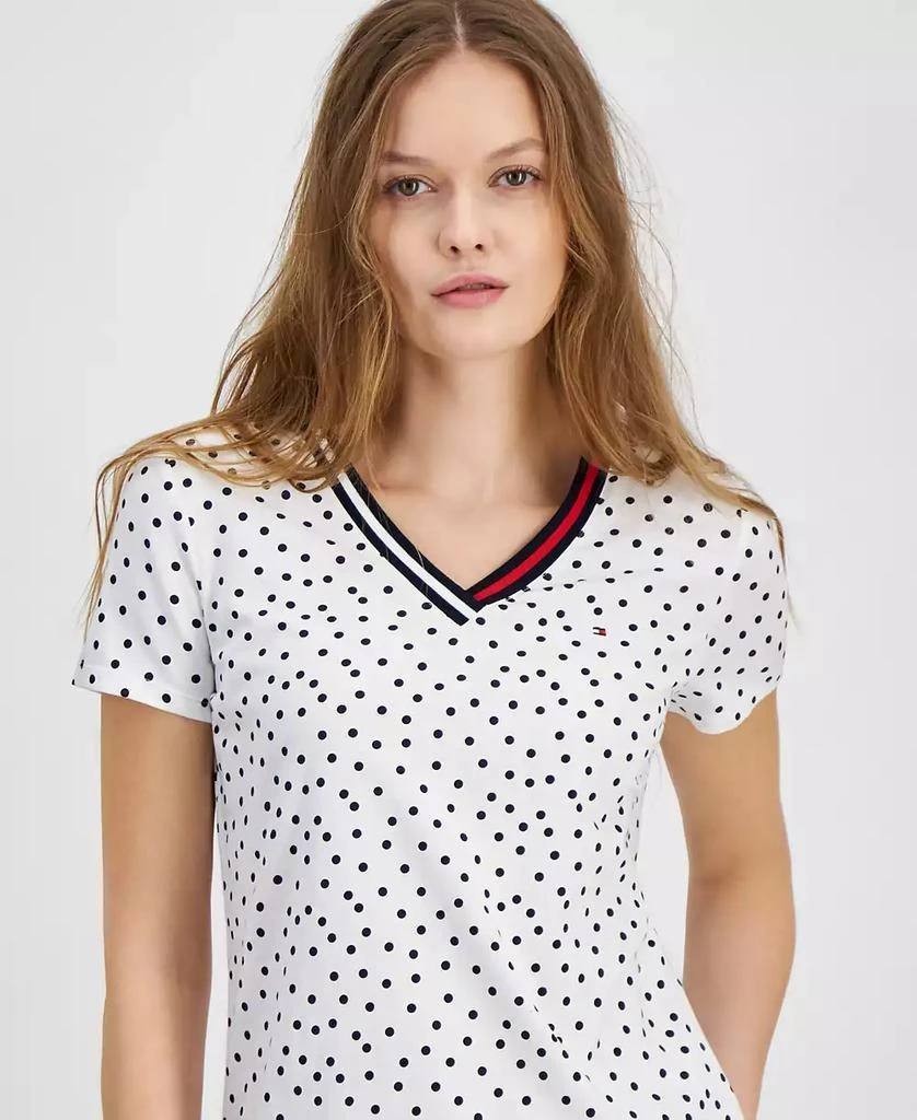 Tommy Hilfiger Dot-Print Signature V-Neck Top White Size S/P NWT $49.50