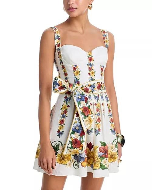 FARM Rio Belted Mini Dress Tropical Off White Size M NWT $230