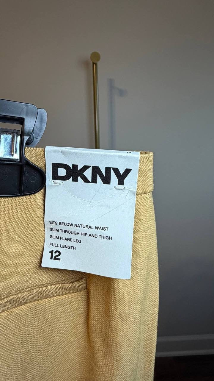 DKNY High‑Rise Sueded Canvas Pants Whiskey 12 NWT $99