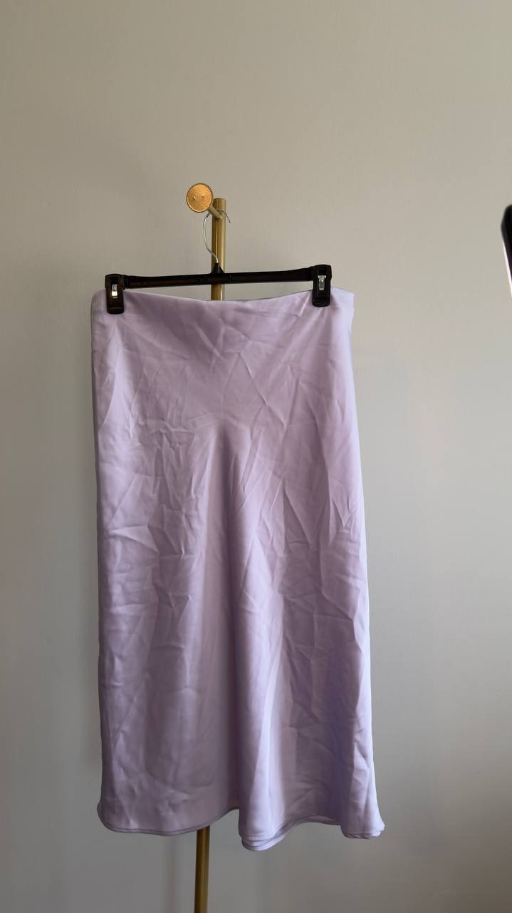 Calvin Klein Matte Shine Satin Midi Skirt Orchid Petal XL NWT $89