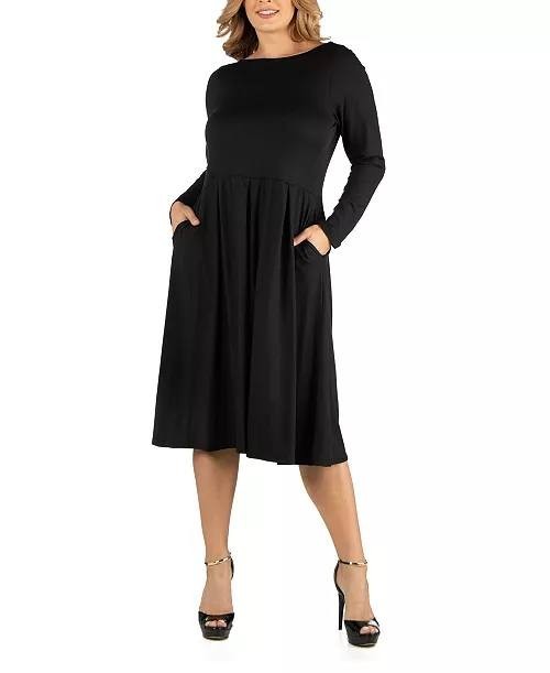 24Seven Comfort Apparel Women’s Long Sleeve Maxi Dress Black 2X $56 NWT