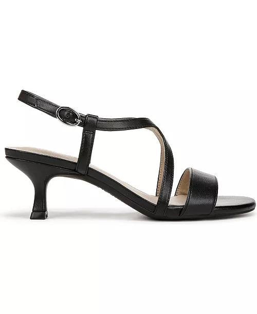 LifeStride Black Faux Leather Slingback Sandals 8.5W NIB $79.99