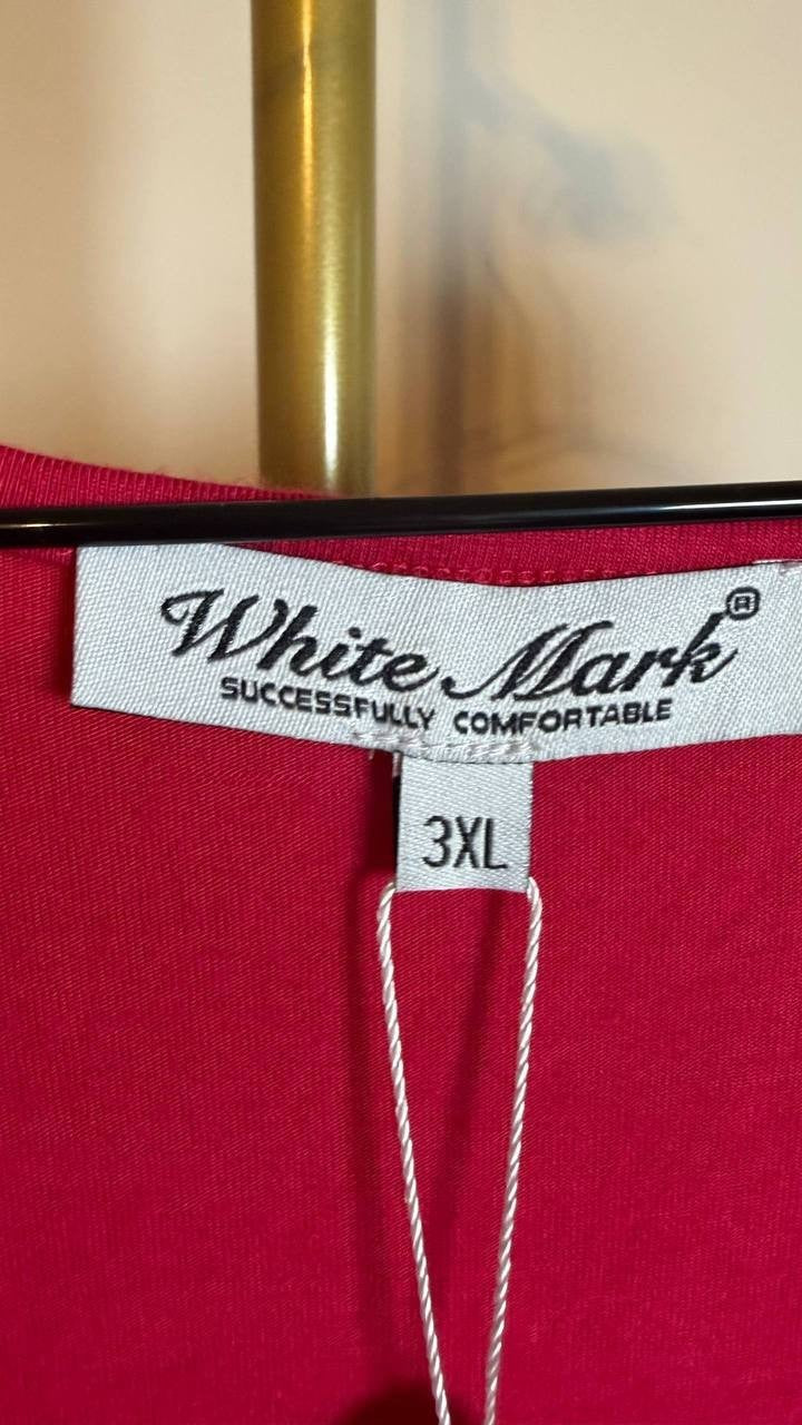 White Mark Plus Size Short Sleeve Pocket Swing Midi Dress Magenta 3XL NWT $68