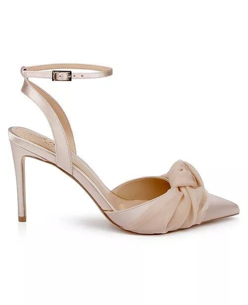 Badgley Mischka Jewel Evening Knot Pumps 11M Nude Satin New in Box MSRP $99