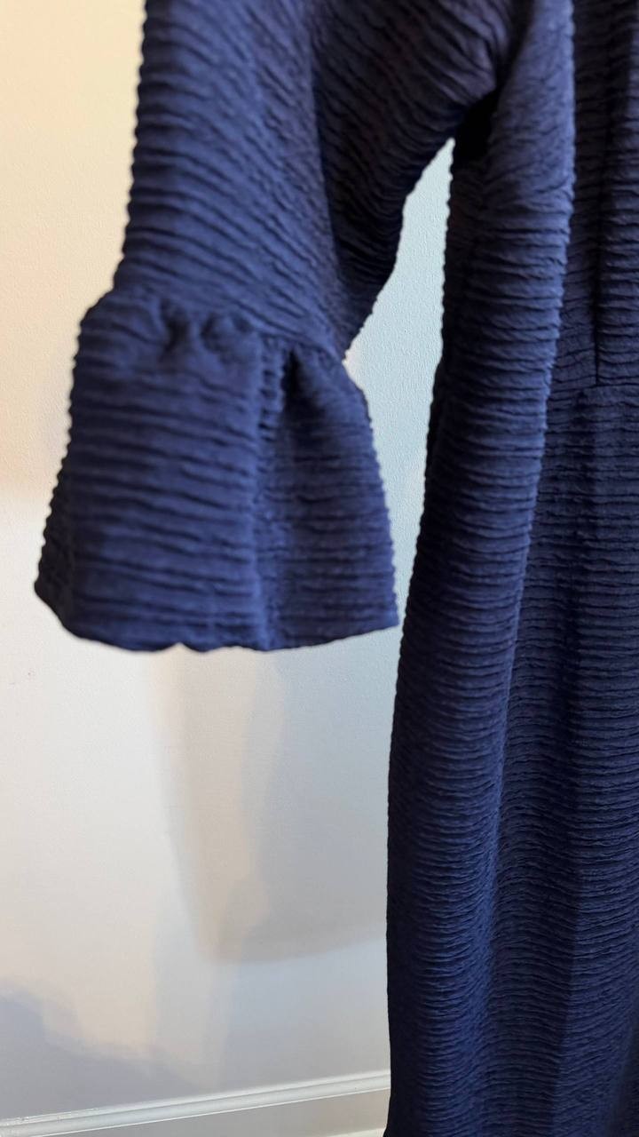 NY Collection Women’s Pearl Detail 3/4 Sleeve Dress Navy 3X Petite $65 NWT