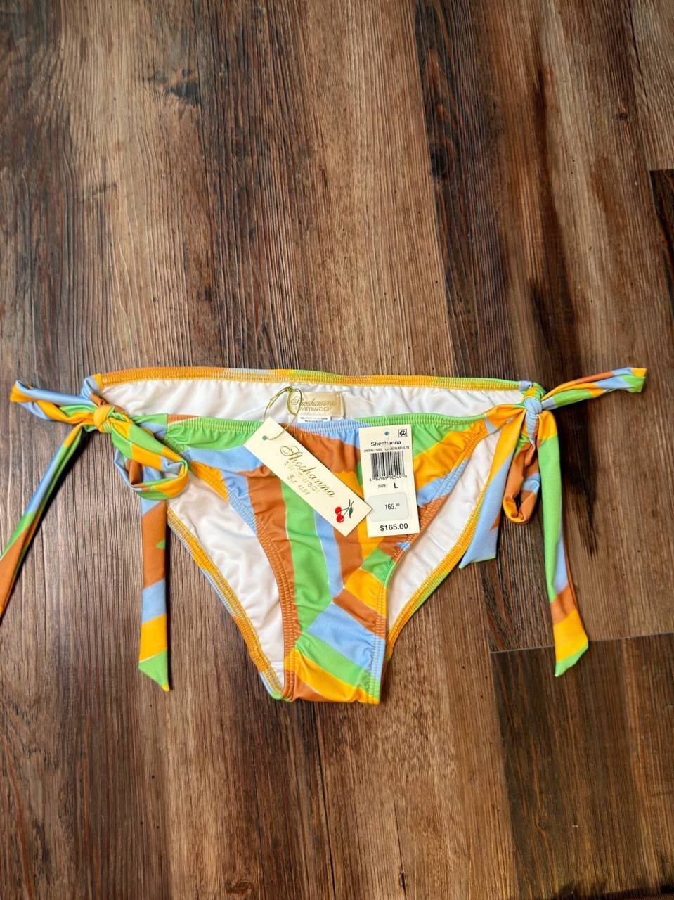 Shoshanna Geometric Print Triangle Tie Bikini Bottoms Lemon Multi L NWT $165