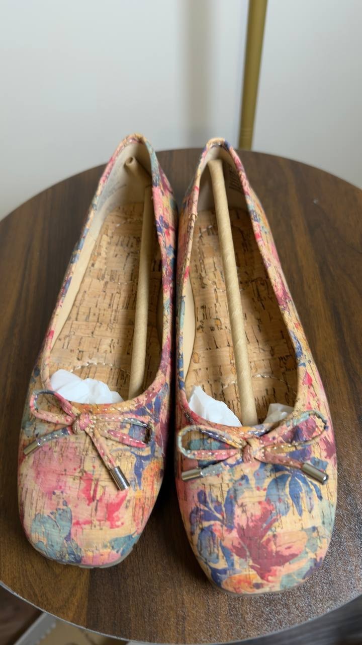 Reaction  Kenneth  Cole  Ballet  Flats  Pansy  Floral  Cork  7  M  New  $69