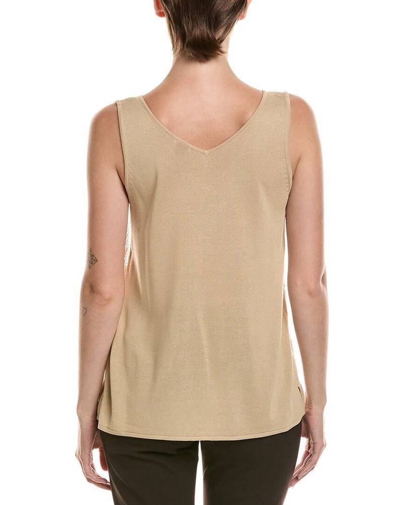 Anne  Klein  Sequins  V‑Neck  Tank  Safari  L  NWT  $79  