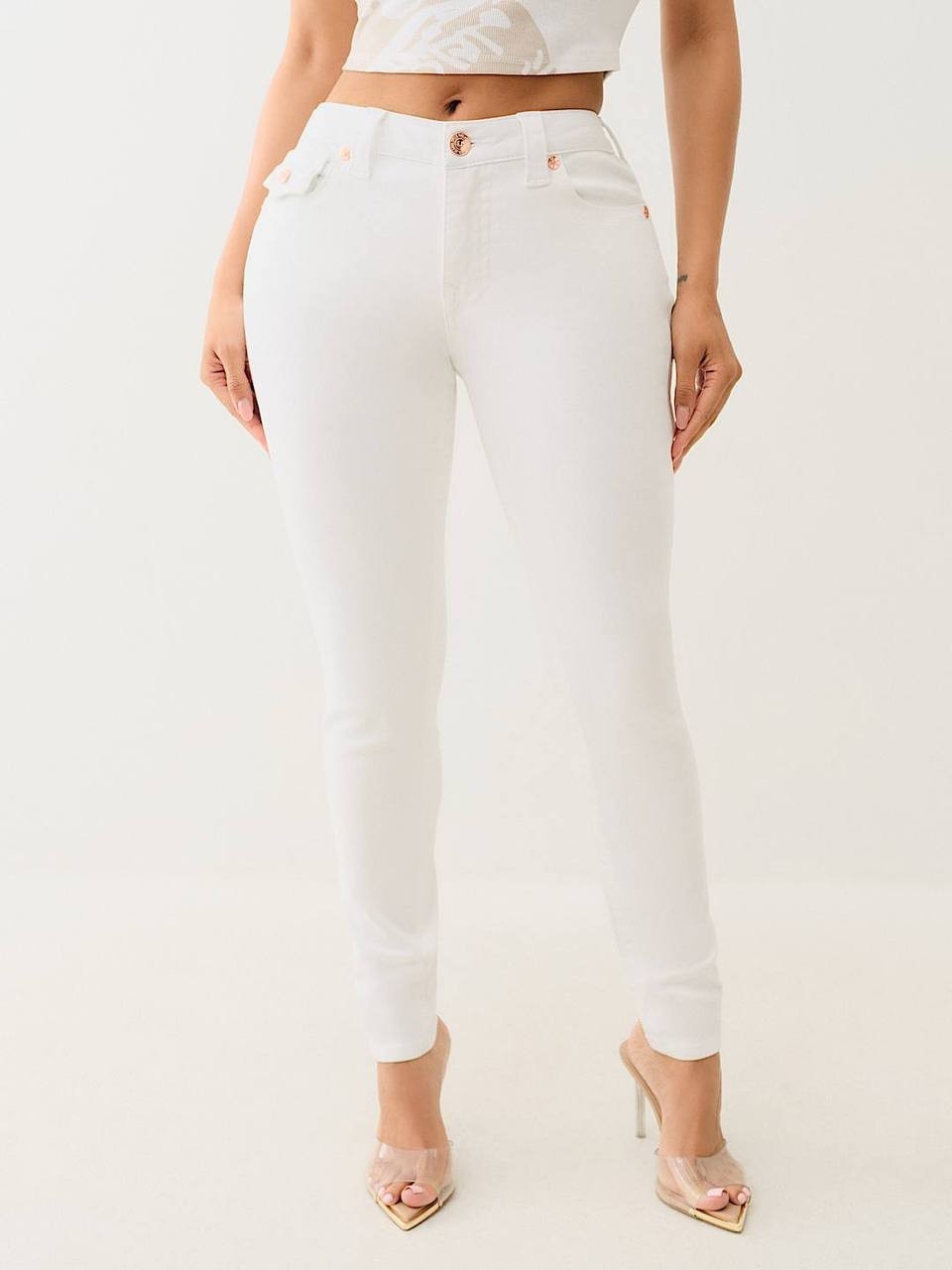 True Religion Jennie Mid Rise Curvy Skinny Jeans Optic White 24 NWT $159