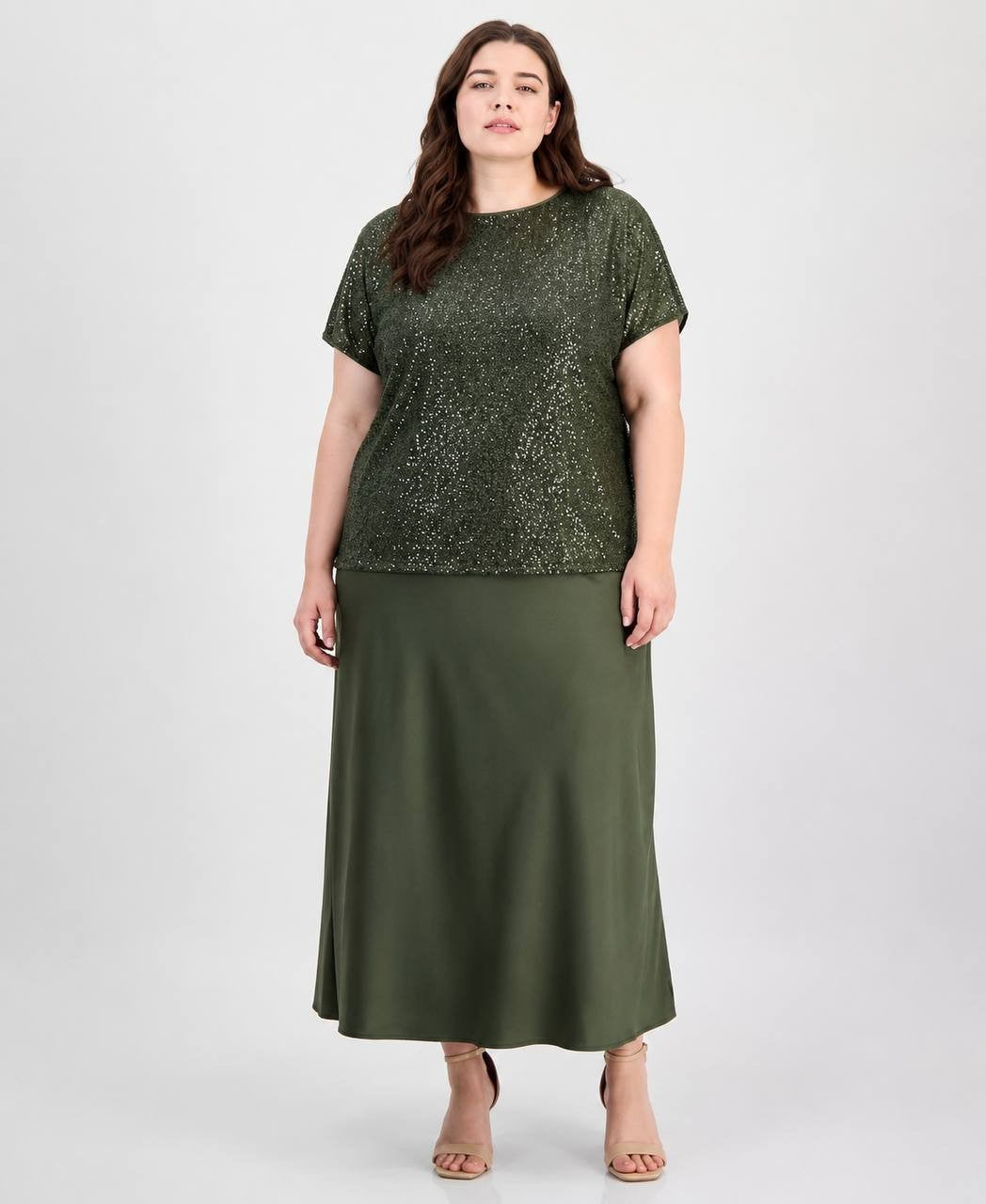 Anne Klein A‑Line Satin Skirt Green XL NWT $89