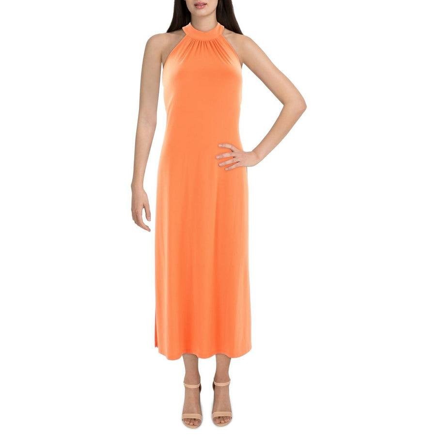 Bar III Women’s Knit High‑Neck Maxi Dress – Orange – Size M – Good Condition