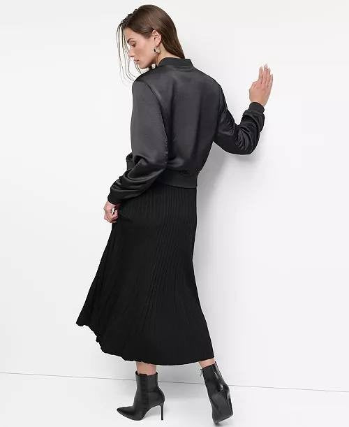 DKNY Women’s Studded Snap‑Front Long‑Sleeve Bomber Jacket – XS – NWT – $159