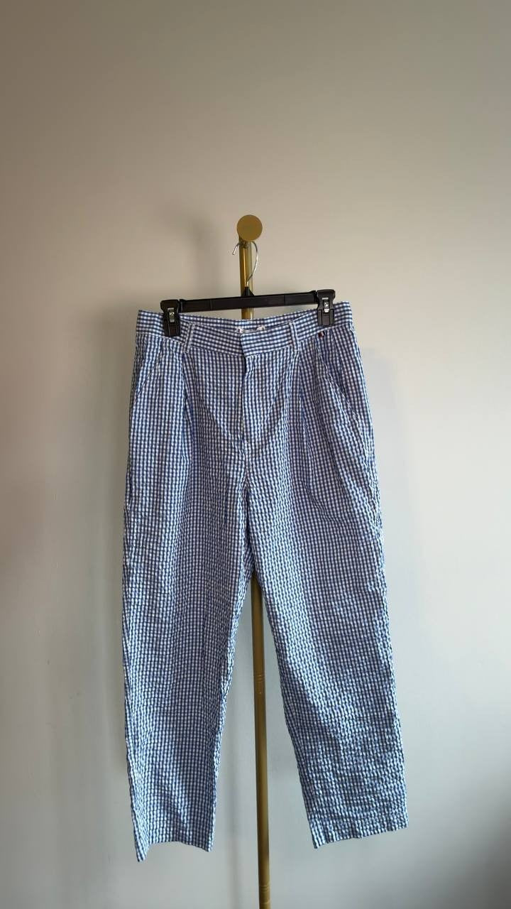 Tommy Hilfiger Gingham Sloane Mid‑Rise Ankle Pants Blue Multi S/P NWT $99