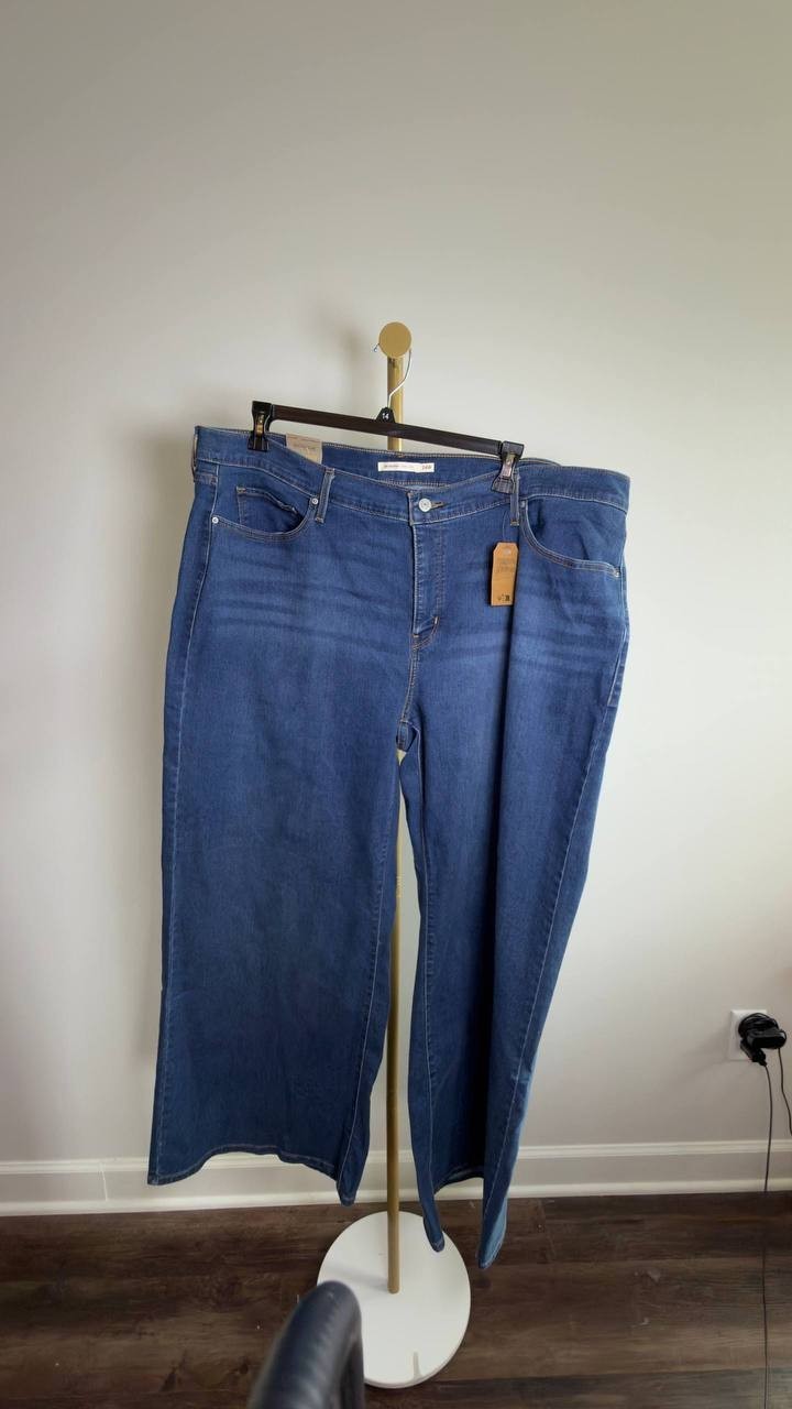 Levi’s 318 Shaping Wide Leg Jeans Plus Size Dark Wash 24W NWT $69.50