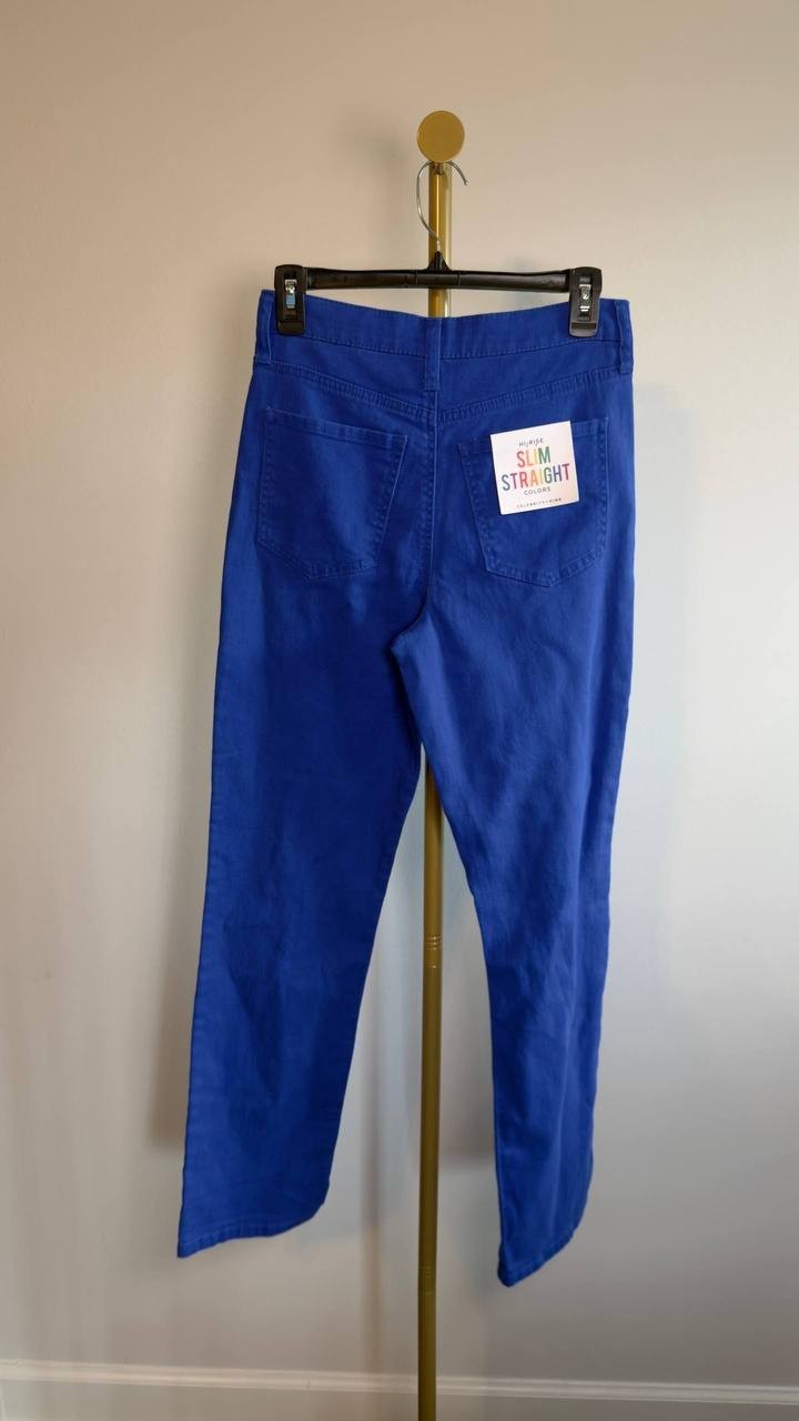 Celebrity Pink High Rise Color Wash Straight Leg Jeans Royal Blue 7/28 NWT