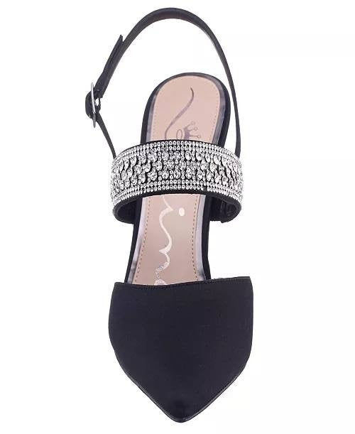 Nina Black Satin Slingback Pumps 8M New in Box $99