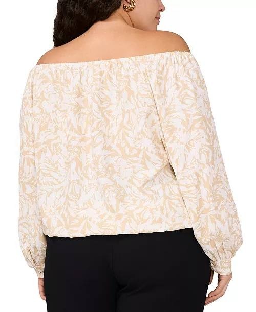 Vince Camuto Plus Size Off‑Shoulder Printed Blouse Multicolor 3X $79 NWT