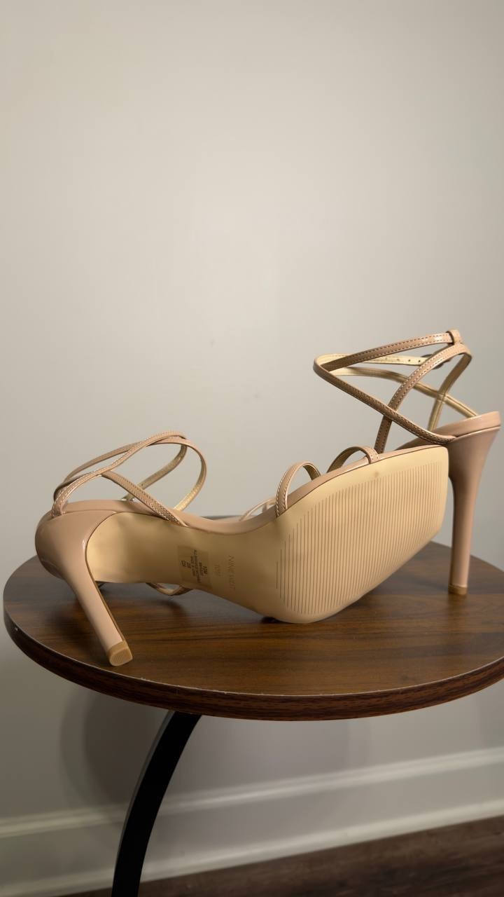 Nine  West  High  Stiletto  Sandals  Light  Natural  10  M  New  $85