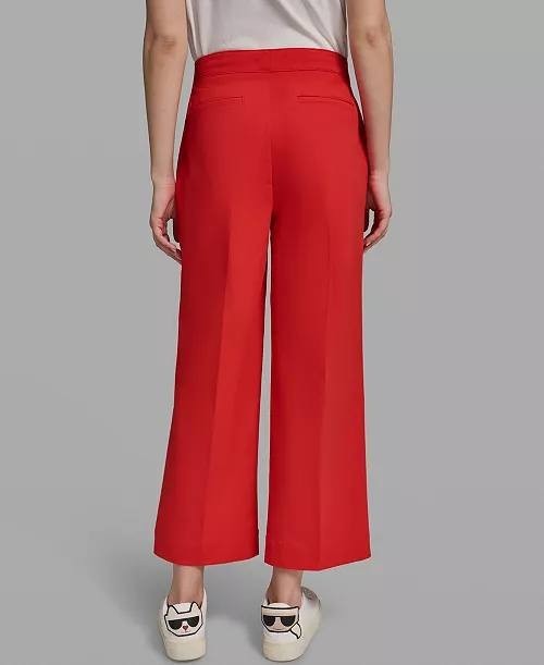 Karl Lagerfeld Mid‑Rise Straight Bow Pocket Pants Red 6 NWT $109