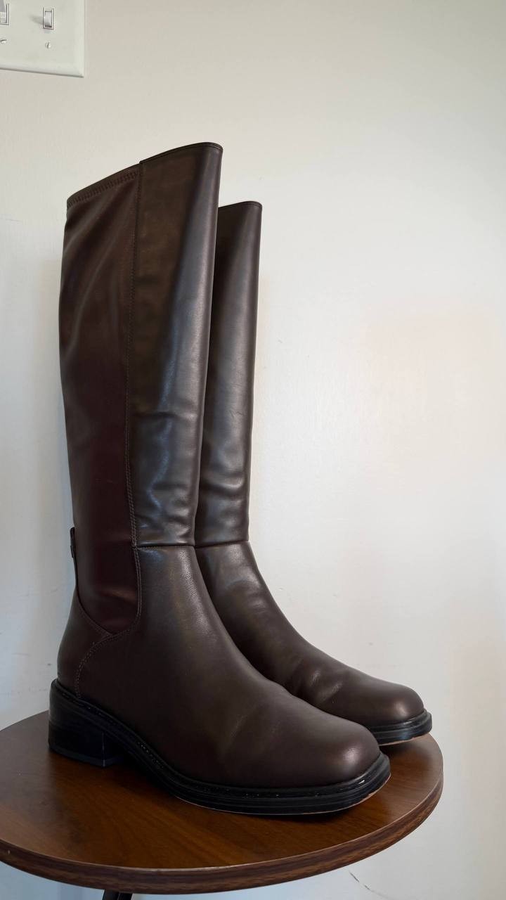 Franco Sarto Gisella Wide Calf Knee High Boots Brown 9M Leather $225 NWB
