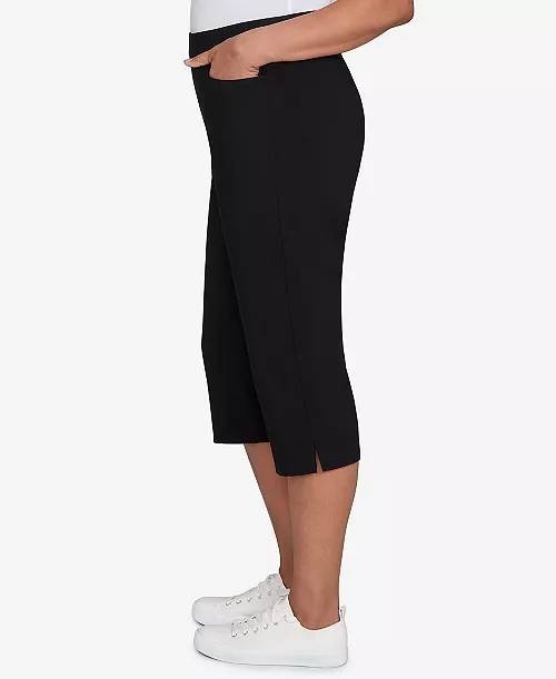 Alfred Dunner Women’s Petite Classic Allure Stretch Clamdigger Pants Black 10P $