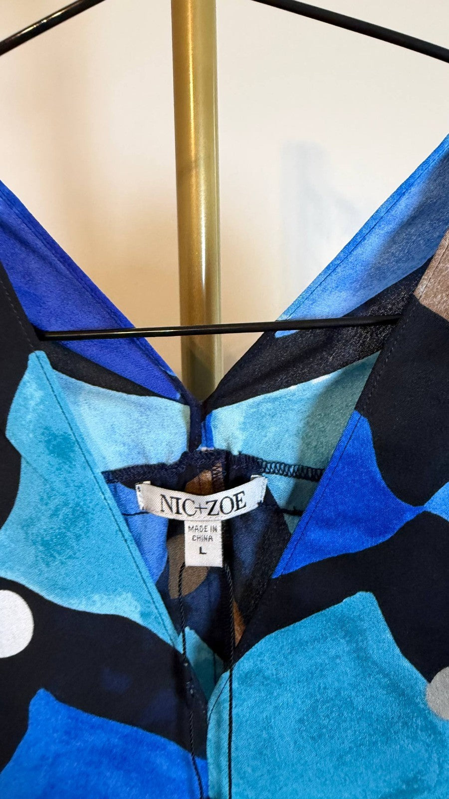 NIC+ZOE Women’s Sea Glass Print Top Blue Multi $158 NWT