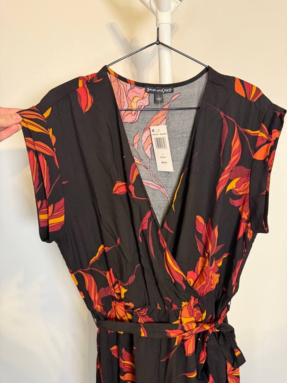 Sam & Jess Printed Faux‑Wrap Maxi Dress – Size L – NWT – $89