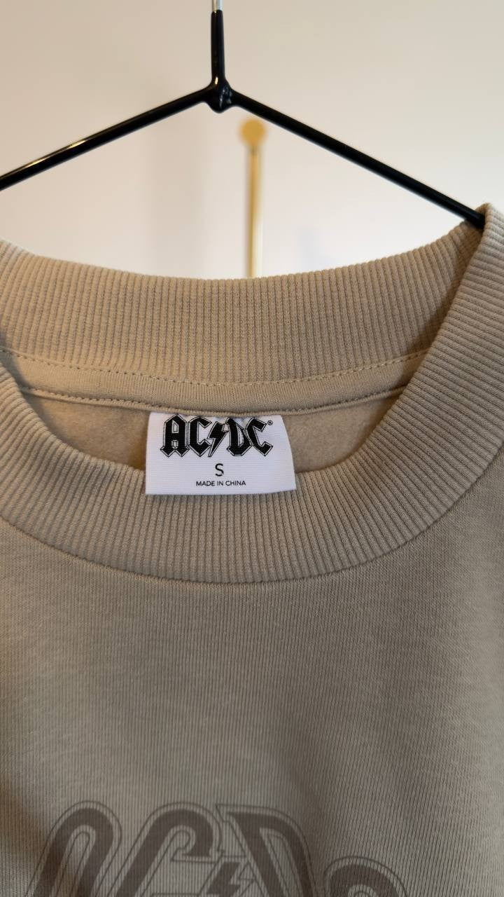 AC/DC High Voltage Tour Crewneck Sweatshirt S Beige NWT $50