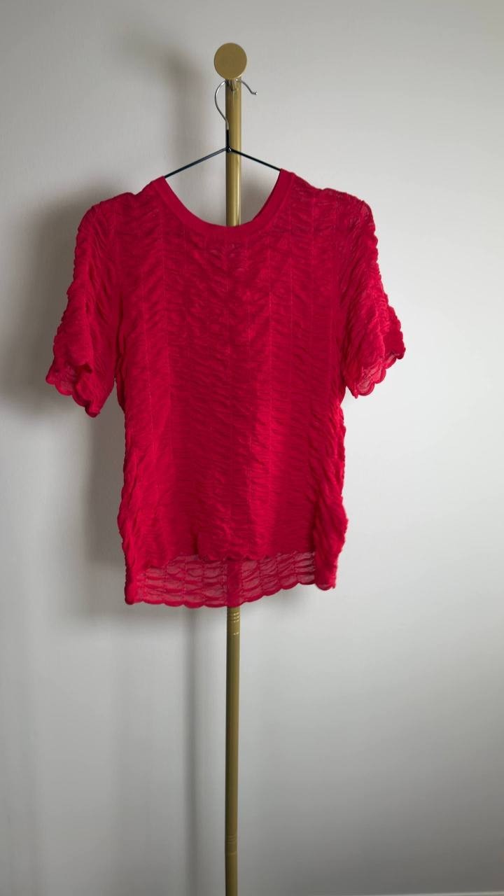 DKNY Women’s Short Sleeve Pucket Knit Top Red M NWOT $89